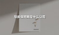 慧择保险网是什么公司(2025最新权威解答)