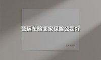 营运车险哪家保险公司好（2025最新权威解答）
