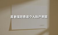 养老保险查询个人账户余额(2025最新)