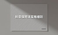 社会保险法实施细则