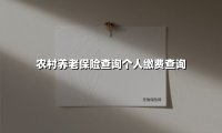 农村养老保险查询个人缴费查询