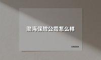 渤海保险公司怎么样