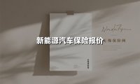 新能源汽车保险报价