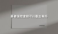 养老保险金额可以取出来吗(2025最新)