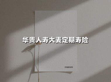 华贵人寿大麦定期寿险(2025最新权威解答)