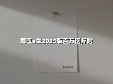 尊享e生2025版百万医疗险(2025最新权威解答)