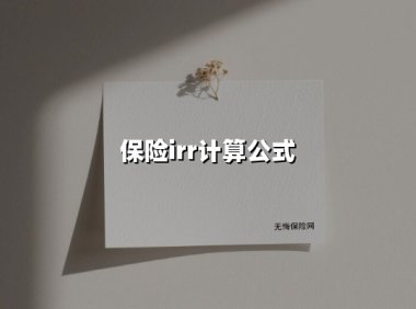 保险irr计算公式(2025最新权威解答)