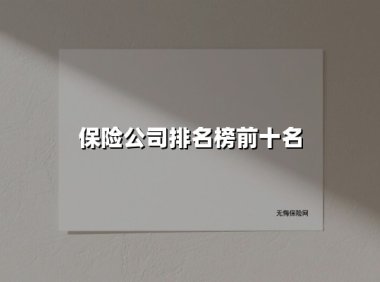 保险公司排名榜前十名