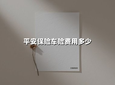 平安保险车险费用多少