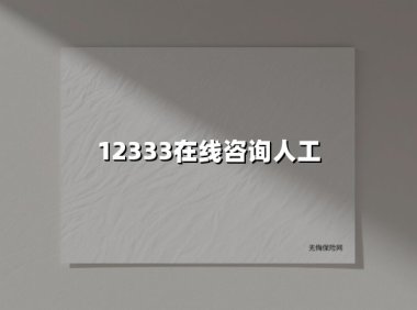 12333在线咨询人工(2025最新)