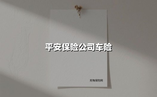 平安车险：用全面保障为您的行车安全护航