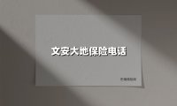 专业守护，一拨即达 | 文安大地保险24小时服务热线全面指南