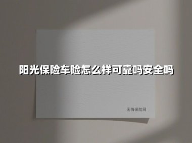 阳光保险车险可靠吗？安全吗？2025年深度测评告诉你答案！