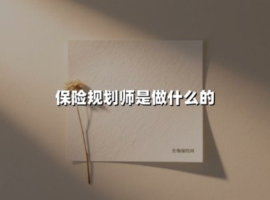 保险规划师：风险世界的私人导航员