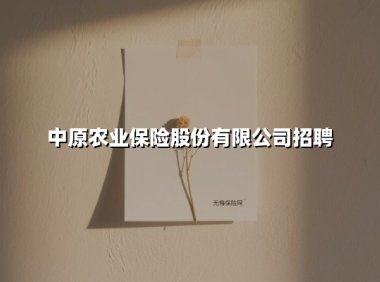 诚聘精英 | 中原农险2025年战略型管理人才招募计划